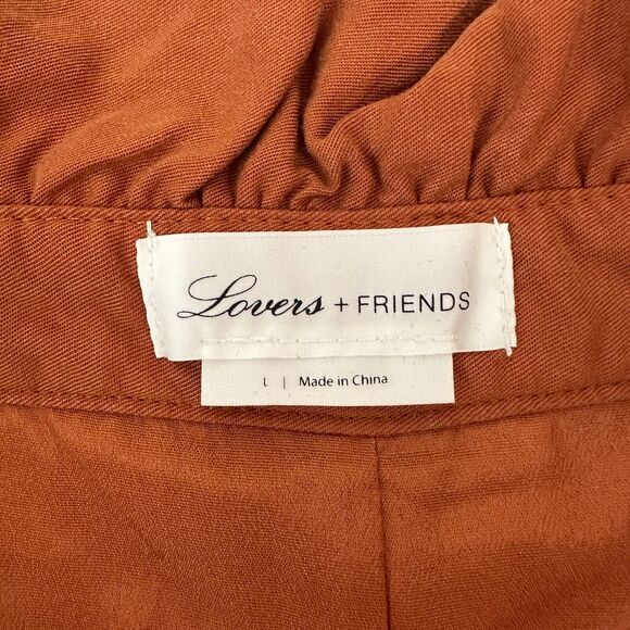 Revolve Lovers + Friends Rust Paperbag Tati High-Waist Pleated Button Shorts L - Picture 9 of 11